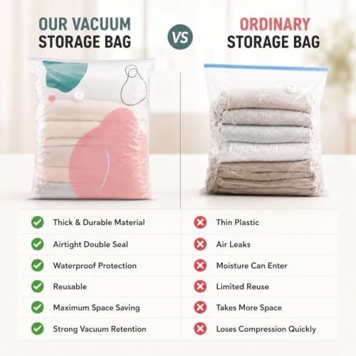 6 Pack No Pump Vacuum Storage Bags, 3D Compression Bags for Storage, (3 Medium & 3 Large) Packed in Frosted Zipper Bag - Image 7
