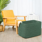 MINTWOOD Design 112L Extra Large Blanket Basket Holder Living Room, 25"x17"x16" Rectangle Rope Woven Storage Basket with Handles for Laundry, Towels, Shoes, Dog Toy Organizer Bin Box, Green - Image 5