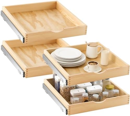 Sintuff 4 Pack Wooden Pull out Tray Cabinet Organizer, 21'' X 21'' by Sintuff