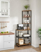 CHOEZON 6-Tier Corner Shelf, Industrial Corner Bookshelf with Desk Top, Diamond-Shaped Storage Shelves, Display Stand for Small Spaces, Living Room, Home Office, Foyer, Rustic Brown and Black TCJ70BF - Image 4