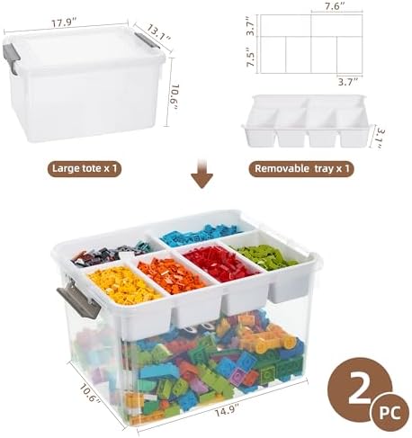 Citylife 32QT 2Packs Clear Craft Organizers and Storage Box with Tray - Image 6