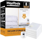Vacuum Storage Bags with Electric Pump,8 Extra Large Jumbo storage Space Saver Bags (40x31 Inch) for Bedding,Comforters,Blankets,Clothing,Pillows,Jackets,Coats,Vacuum Seal Bags for clothing by MoJoTools