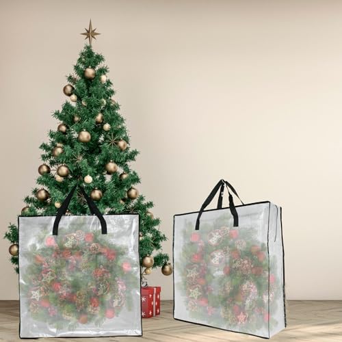 6 Pack Clear Storage Bags with Zipper and Handles, Blanket Bags For Closet Storage, Moving and Packing Supplies for College, Underbed Storage Organizer for Clothes Pillow Bedding Christmas Wreath - Image 6