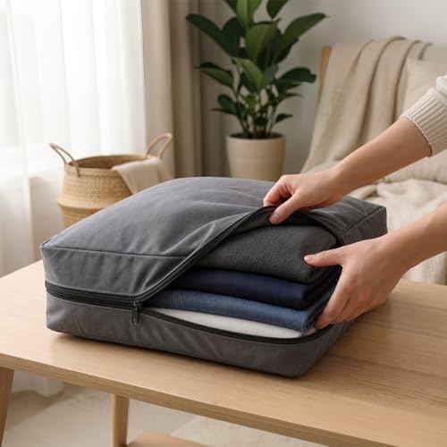 6 Pcs Cotton Canvas Sweater Storage Bag, 20"x14"x5" Closet Organizer Bag - Image 3