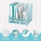 4-Compartment Magazine File Holder and File Organizer for Desk, Blue - Image 4