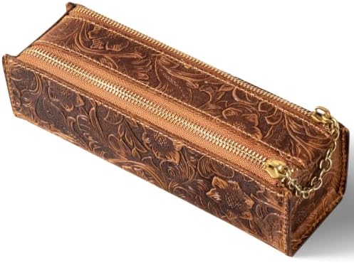 Gexmil Genuine Leather Pen Case, Hand-made Stationery Bag for Work Office by Gexmil