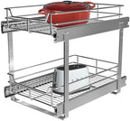JOWBOOW 2-Tier Cabinet Pull Out Shelves, 11" W x 22" D, Chrome by JOWBOOW