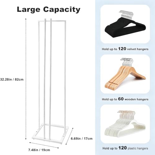 32 Inch Hanger Organizer, Metal Hanger Storage Stacker, White - Image 2