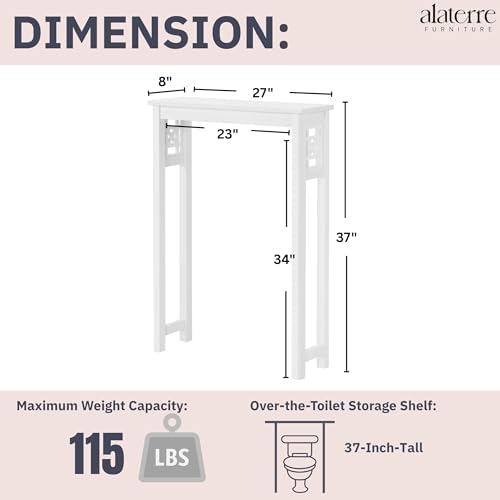 Alaterre Derby Over the Toilet Storage Shelf, White, 27”W x 8”D x 37”H - Image 2
