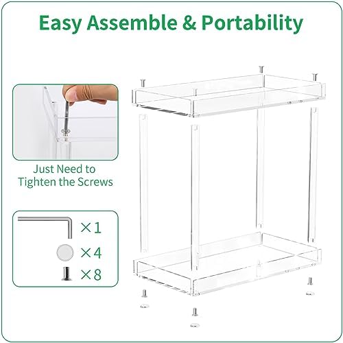 NPPLUS 2-Tier Clear Acrylic Bathroom Organizer Rectangle Counter Shelf - Image 5