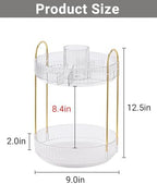 Asayuee 360 Rotating Makeup Organizer,2 Tier Large Capacity Make Up Organizers and Storage,Skincare Perfume Vanity Organizers,Bathroom Cosmetics Storage Organizer Countertop(Clear) - Image 4