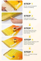 Travel Vacuum Bags with Pump, 15 Pack Vacuum Storage Bags for Clothing, Brushless Motor Type-C Rechargeable Pump, Compression Packing Bags for Travel, Suitcase, Closet and Home Storage, Yellow - Image 6