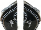 JIC Gem Black Agate Geode Bookends Rubber Bumpers Heavy Stoppers 4-6 Lbs by JICGem%C2%AE