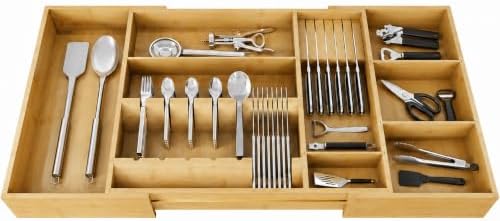 Bamboo Expandable Kitchen Drawer Organizer, 17.8-30 in,Natural by Home