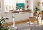 Claiks Standing Desk with Drawers & Wheels, 2 Height Shelf 59" Ntural - Image 2