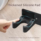 Hair Dryer Holder Wall Mounted, Hair Dryer Organizer Self Adhesive Compatible with Dyson Blow Dryer Holder Aluminum BlowDryer Holder Wall Mounted for Bathroom Black - Image 2