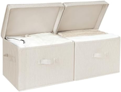 StorageWorks Fabric Storage Bins with Lids, Closet Storage Bins by StorageWorks