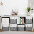 13 x 13 Inch Cube Storage Bins,Storage Cubes for Shelves，Foldable Organizer Boxes with Handles, Decorative Storage Basket for Organizing Clothes, Toys, Books(White&Gray) - Image 3