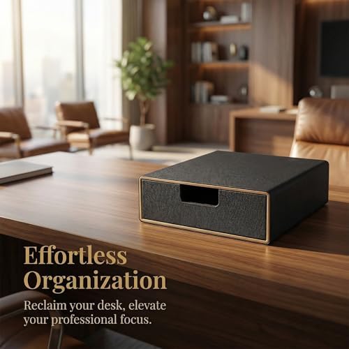 Uonlytech Black PU Leather Desk Drawer Document Organizer for Office Use - Image 7