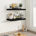Fun Memories Black Floating Shelves 24 Inch Long, 9.3 Inch Deep Floating Shelf for Lving Room, Bedoom, Kitchen, Deep Wall Shelves for Bathroom, 2 Pack Storage Display Shelf for Books, Decors - Image 6