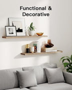 Amada Floating Shelves for Wall, Paulownia Wood, Set of 4, Light Brown - Image 3