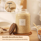 2 Pack Large Glass Flour and Sugar Storage Containers with Airtight Acacia Wood Lids and 132 Kitchen Pantey Labels Preprint - 1 Gallon Borosilicate Glass Canister Sets for Food,Pasta,Cookie,Rice - Image 4