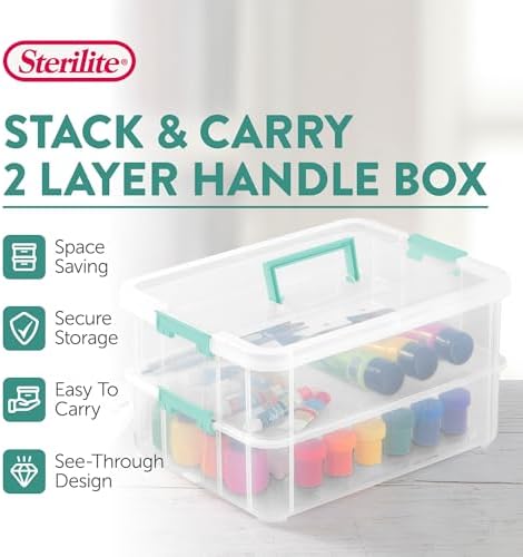 Sterilite Stack & Carry 2-Layer Handle Storage Box with Lids, 4-Pack - Image 2