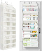 Yecaye 5-Tier Over The Door Organizer Dual-Column, 80lbs Load Extra Large Over the Door Storage of 10 Compartments, Heavy Duty Door Organizer Hanging for Dorm Bathroom Pantry, Cream White, 1 Pack by Yecaye