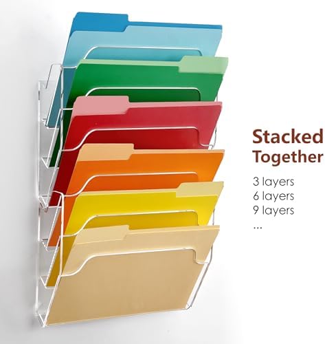 DINGHUO 3 Pockets Acrylic Hanging Wall File Organizer for Office - Image 7