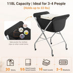 ELYKEN Laundry Basket with Wheels, Collapsible Laundry Hamper, Black - Image 5