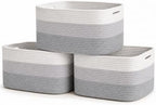 OrganiHaus Cotton Rope Baskets for Shelves, Set of 3, 15x9x10 by OrganiHaus