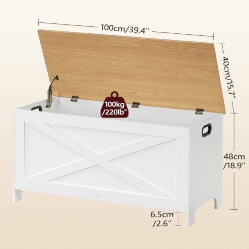MAHANCRIS 39.4" Storage Chest with Lid, Storage Bench with Safety Hinges - Image 3