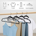 Black Velvet Hangers 30 Pack - Non Slip Clothes Hangers, Ultra Slim Hangers, Space Saving Swivel Black Hook, Suit, Top, Tie, Shirt, Skirt & Pant Felt Hangers, Black Hangers - Image 5