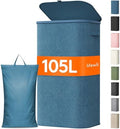 Lifewit 105L Large Laundry Hamper with Lid, Removable Inner Bag, Dark Blue by Lifewit