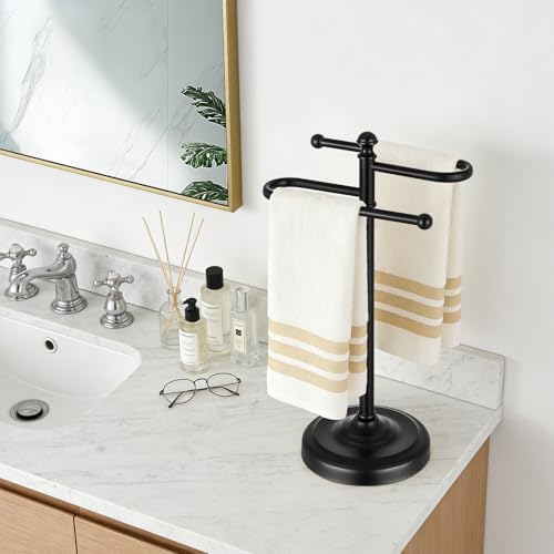 Hand Towel Holder Stand for Bathroom Countertop,S-Shape Bar,Black - Image 6