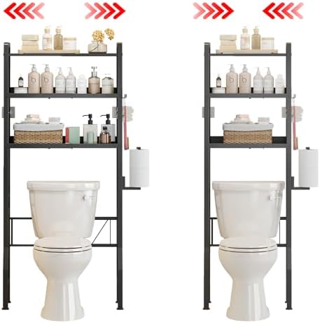 Over the Toilet Storage Shelf 3-Tier Adjustable Bathroom Organizers and Storage Shelves Bathroom Rack Above Toilet Storage with Paper Holder and 4 Hooks Space Saver Storage for Laundry by Unknown