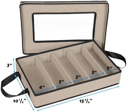 Flatware Storage Case 5 Compartments Silverware Container Box, Brown - Image 4