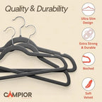 Gray Velvet Hangers 120 Pack – 360° Swivel Hook, Non-Slip and Space Saving Hangers, Heavy-Duty 11 lbs Weight Capacity - Smooth Velvet Finish for Crease-Free Clothes and Effortless Closet Organization - Image 4