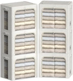 FHSQX 6 Pack Clothes Storage Bins,Ivory White, 16.5x12.2x12.2inch (40L) by FHSQX
