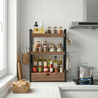 3-Tier Bathroom Counter Organizer with Drawer Basket and Hooks, Wood Bathroom Organizers and Storage for Countertop, Farmhouse Countertop Organizer, Counter Shelf for Vanity, Kitchen,Office - Image 4
