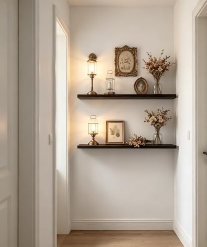 36 Inch Rustic Wood Floating Shelves Farmhouse Wooden Wall Shelves for Bathroom Bedroom Living Room Kitchen Office Set of 4 Brown - Image 7