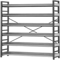 HCHQHS Bookshelf, Adjustable Industrial Bookcase, Vertical Tall Book Shelf, Wood and Black Metal Open Bookshelves for Home Office, Living Room, Bedroom (Grey, 6-Tier (47" W x 70" H)) by HCHQHS
