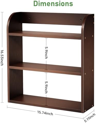 ROMGUAR CRAFT 3 Tier Bamboo Spice Rack, Countertop or Wall Mounting, Brown - Image 3