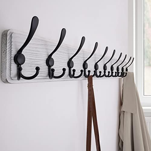SKOLOO Rustic Large Wall Mounted Coat Rack-38.6'' Long Coat Rack for Wall, Pine Solid Wood Coat Rack Hook, Farmhouse Coat Hanger Wall Mount for Hanging Jacket Coat Hat, Pack of 2 - Image 4