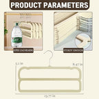 VSV stoage Velvet Pants Hangers with Double Non Slip Bar - Multiple Velvet Hangers for Closet - Thin Space Saving Clothes Hanger - 360° Swivel Felt Trouser Hanger Perchas Terciopelo 10 Pack (Beige) - Image 2