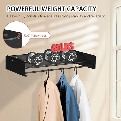 FOCHIER F Laundry Drying Rack Wall Mounted Clothes Drying Rack Black,23.6" - Image 3