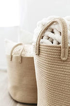 OrganiHaus Tall Cotton Rope Laundry Basket & Hamper, Blanket Storage 52L - Image 5