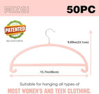 MIZGI 50 Pack Blush Pink Velvet Hangers - No Shoulder Bumps, Heavy Duty Non-Slip Chrome Hooks for Jackets, Coats, Pants - Image 6