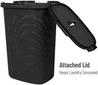 Mind Reader Slim Laundry Hamper with Lid, 60L Tall Clothes Basket, Narrow Tapered Design for Bathrooms, Closets and Laundry Rooms, Plastic, 2 Pack, Black - Image 5