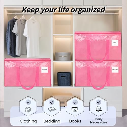 ukeetap 8 Pack Extra Large Clothes Storage Bins with Lids, Pink - Image 7